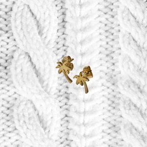 gold plated tiny palm tree stud earrings